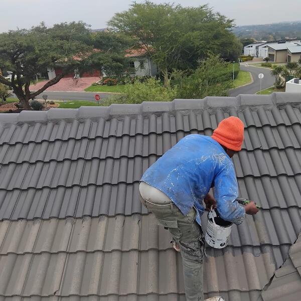Roof Tile Restoration - Applying the roof coating tile by tile
